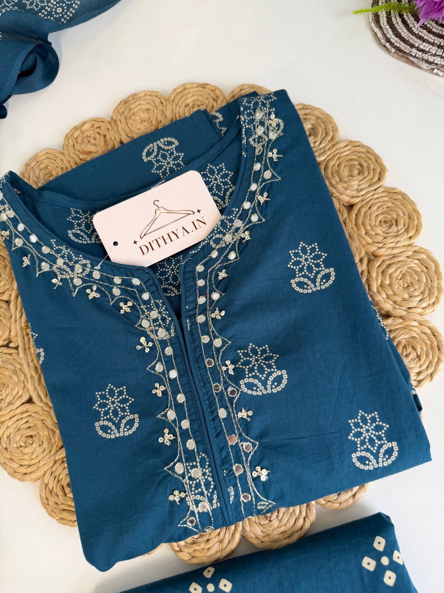 K548 - Mul cotton Straight Kurti with pants and dupatta