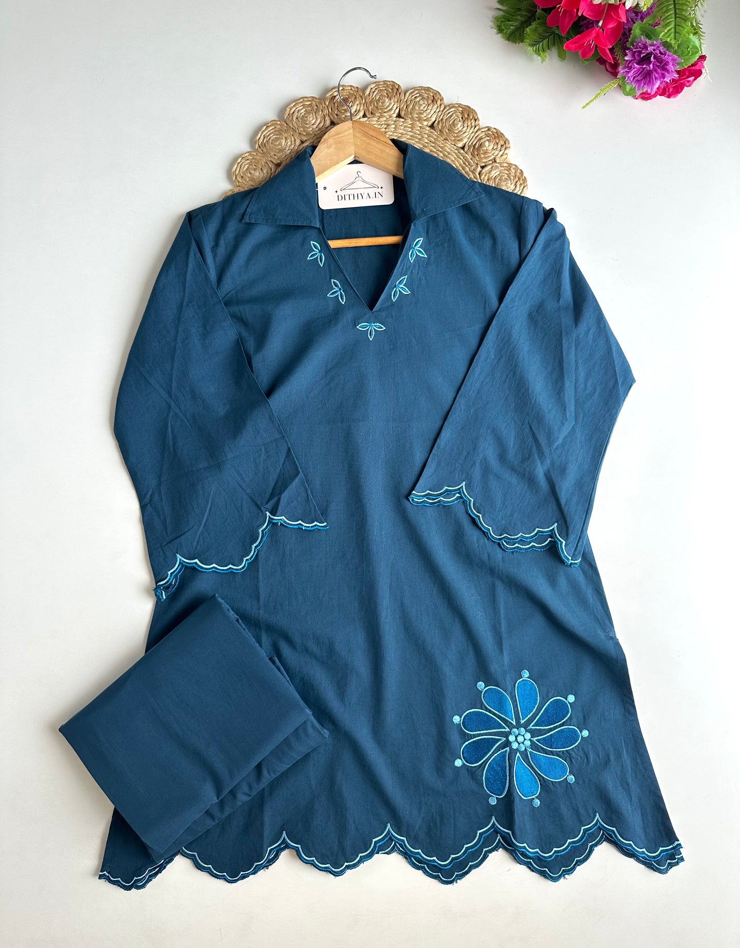 K071 - Mul cotton embroidered coord set