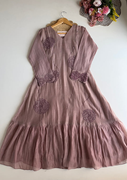 K648 - Mul chanderi embroidered gown