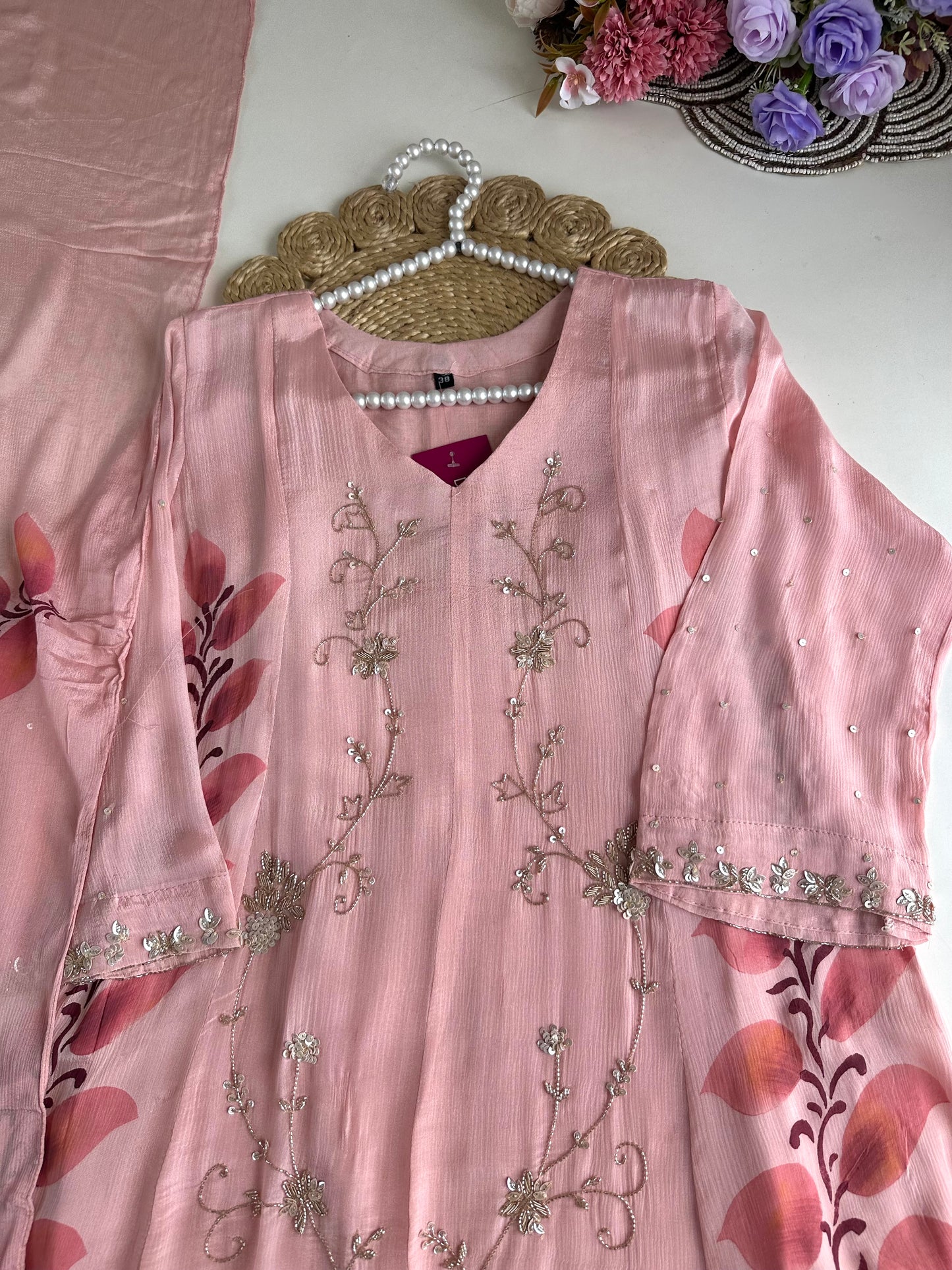 K063 - Chinnon Heavy Anarkali with pants and dupatta