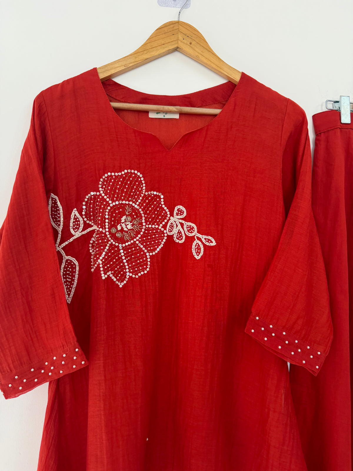 K117 - Mul chanderi handwork coord set