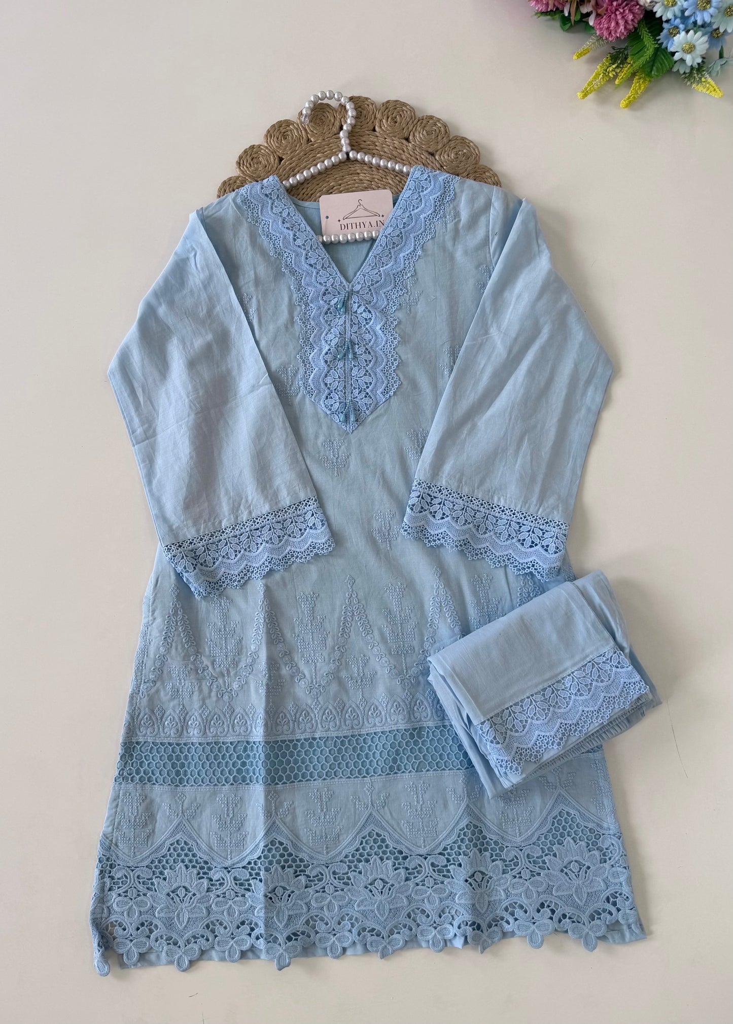 K645 - Mul cotton embroidered coord set