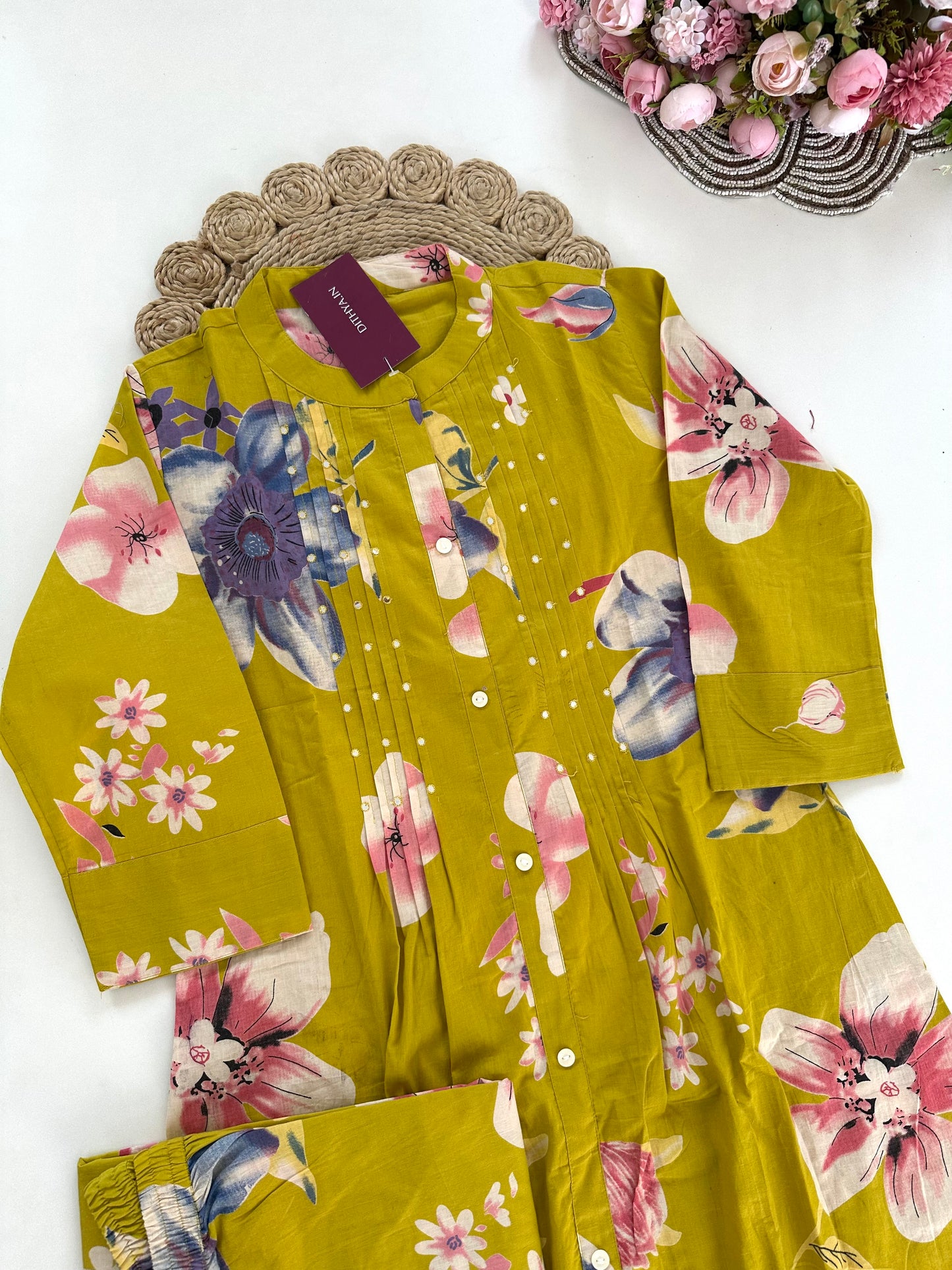 K230 - Cotton floral Kurti with pants