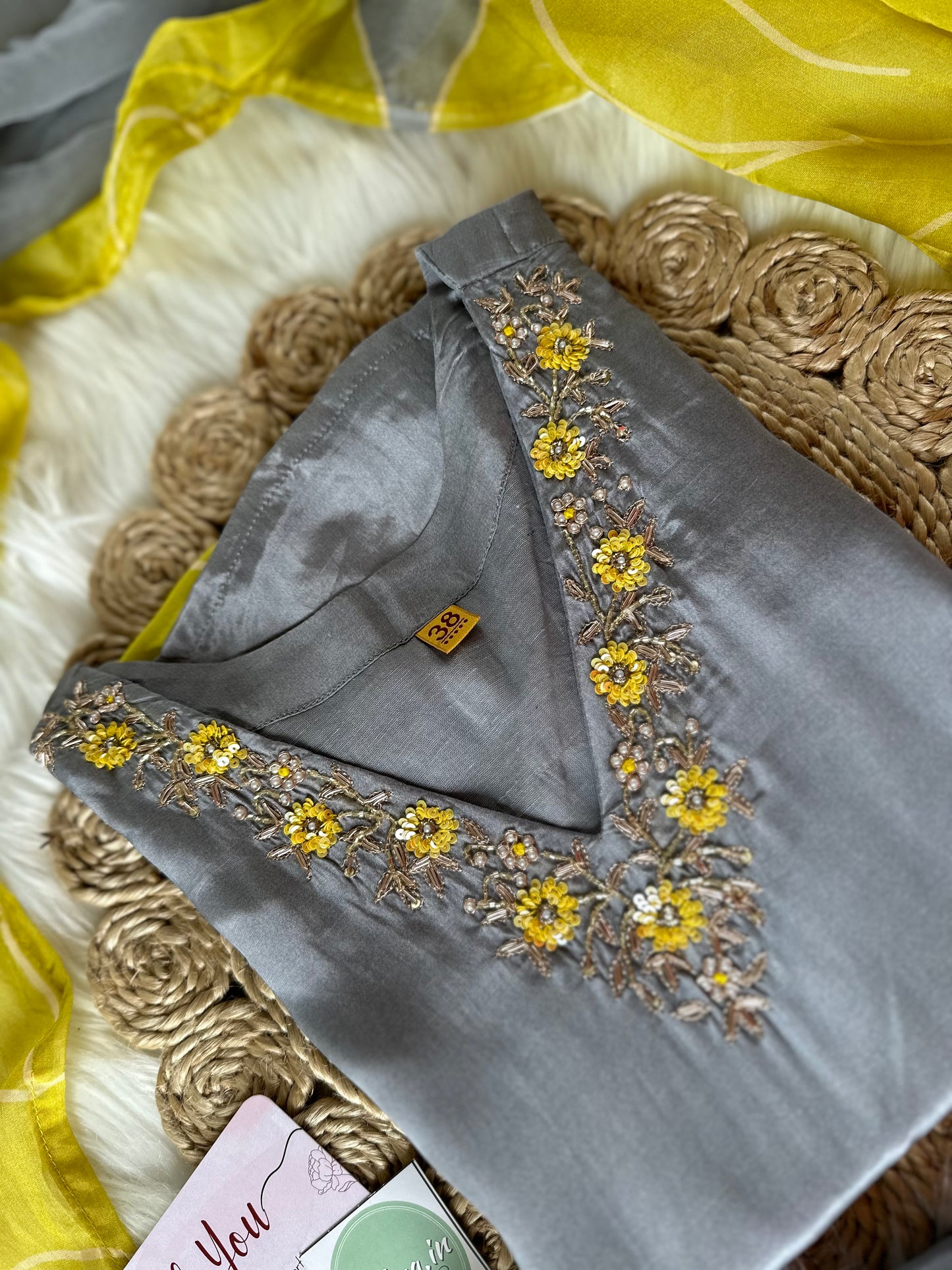 K094 - Crepe silk kurti with pants and dupatta