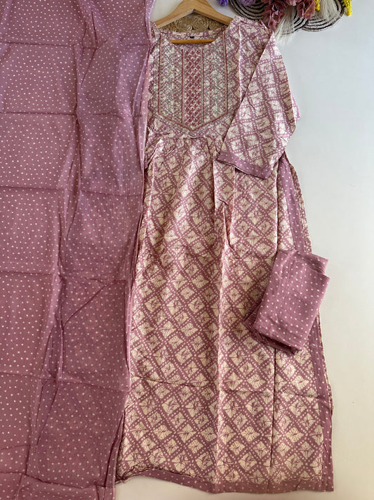 D351 - Muslin Alia cut Anarkali with pants and dupatta