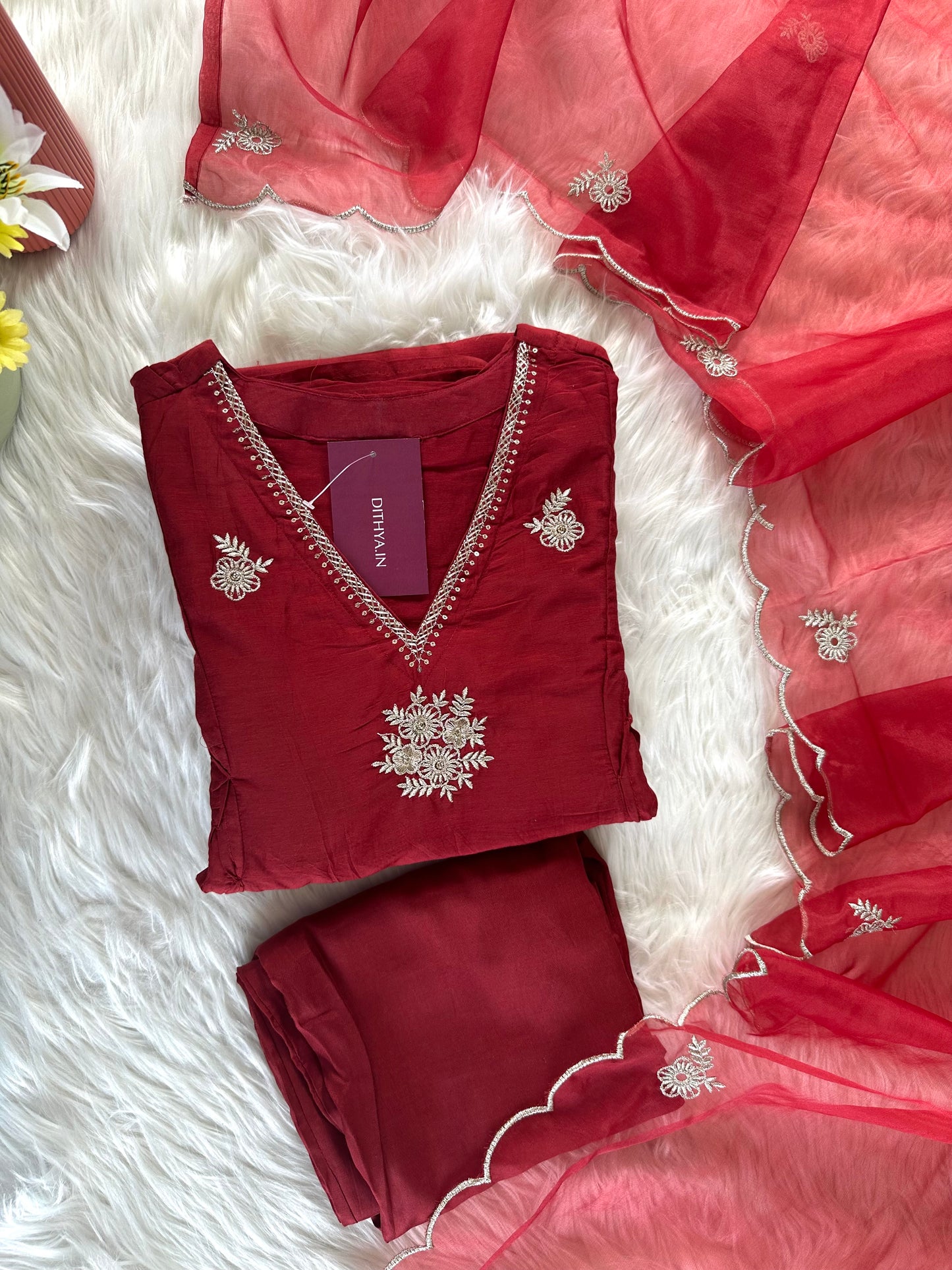 K370 - Mul Chanderi Zari work Anarkali with pants and dupatta in 2 colours
