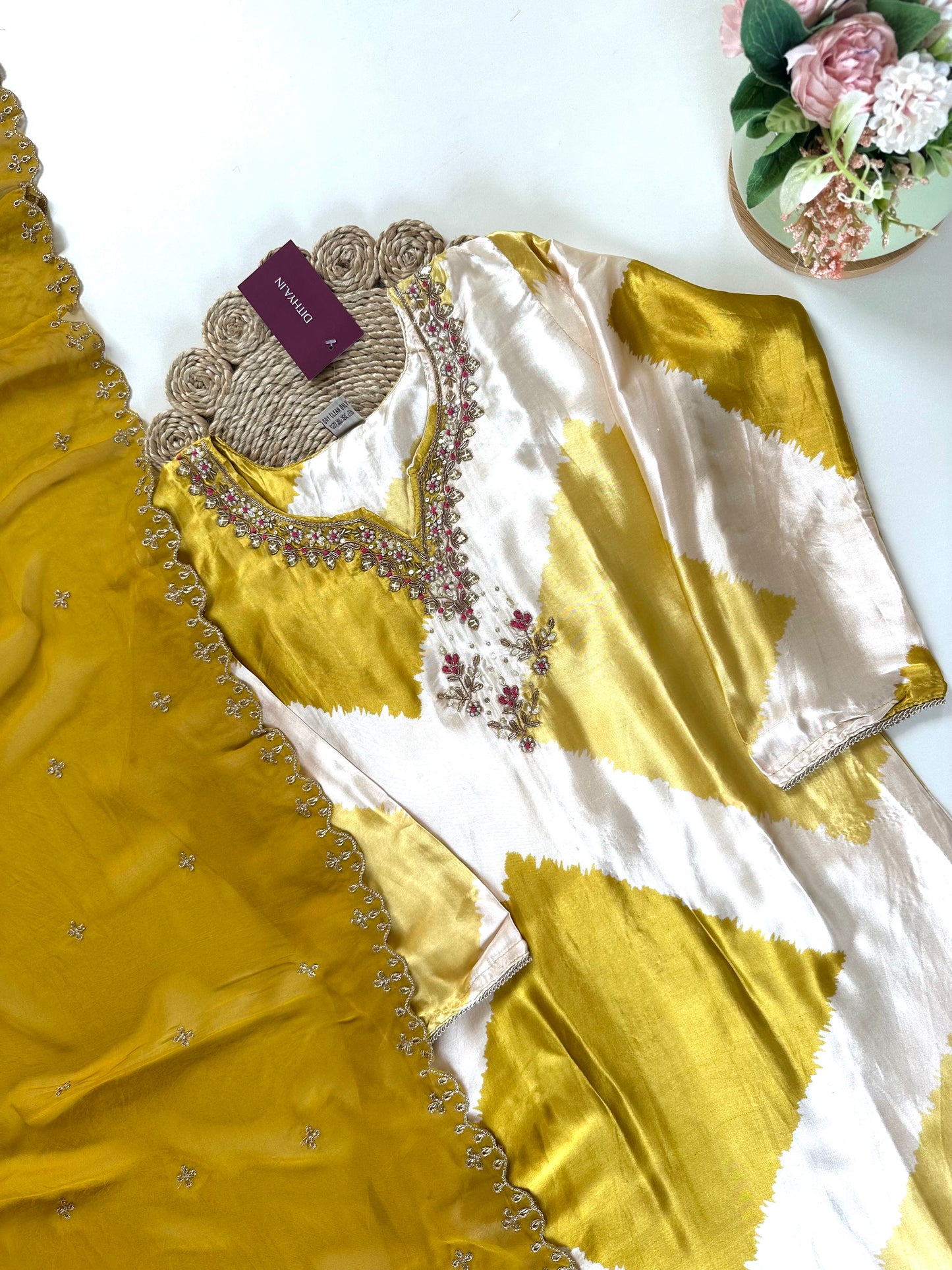 K145 - Gaji silk kurti with pants and dupatta