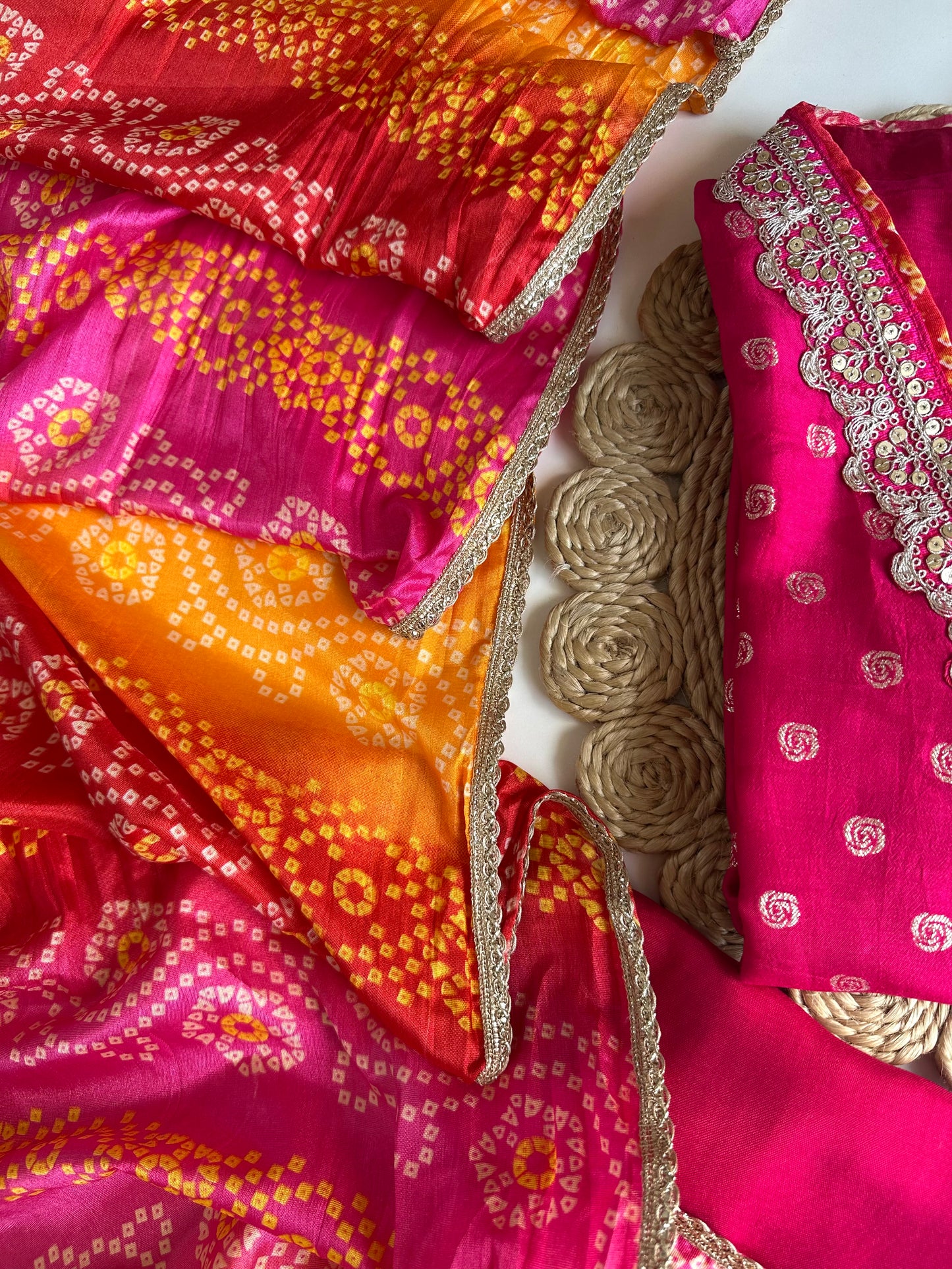 K109 - Jacquard silk straight kurti with pants and dupatta