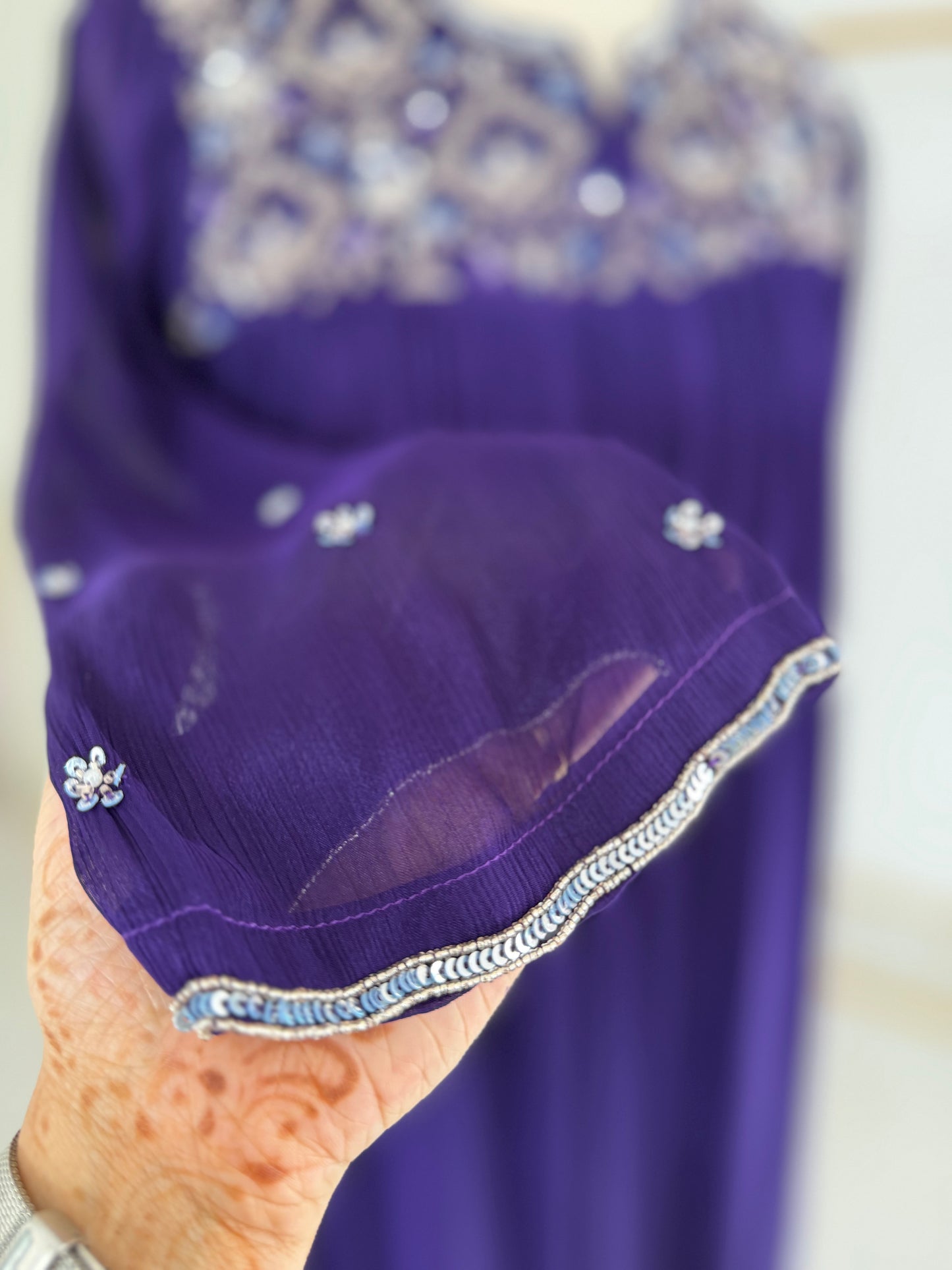 K083 - Pure Chinnon handwork Anarkali with pants and dupatta