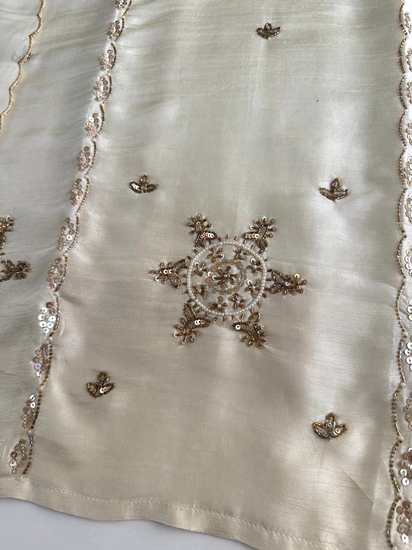 K188 - Russian silk handwork straight Kurti with pants and dupatta in 2 colours