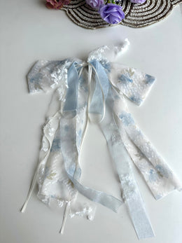White with blue