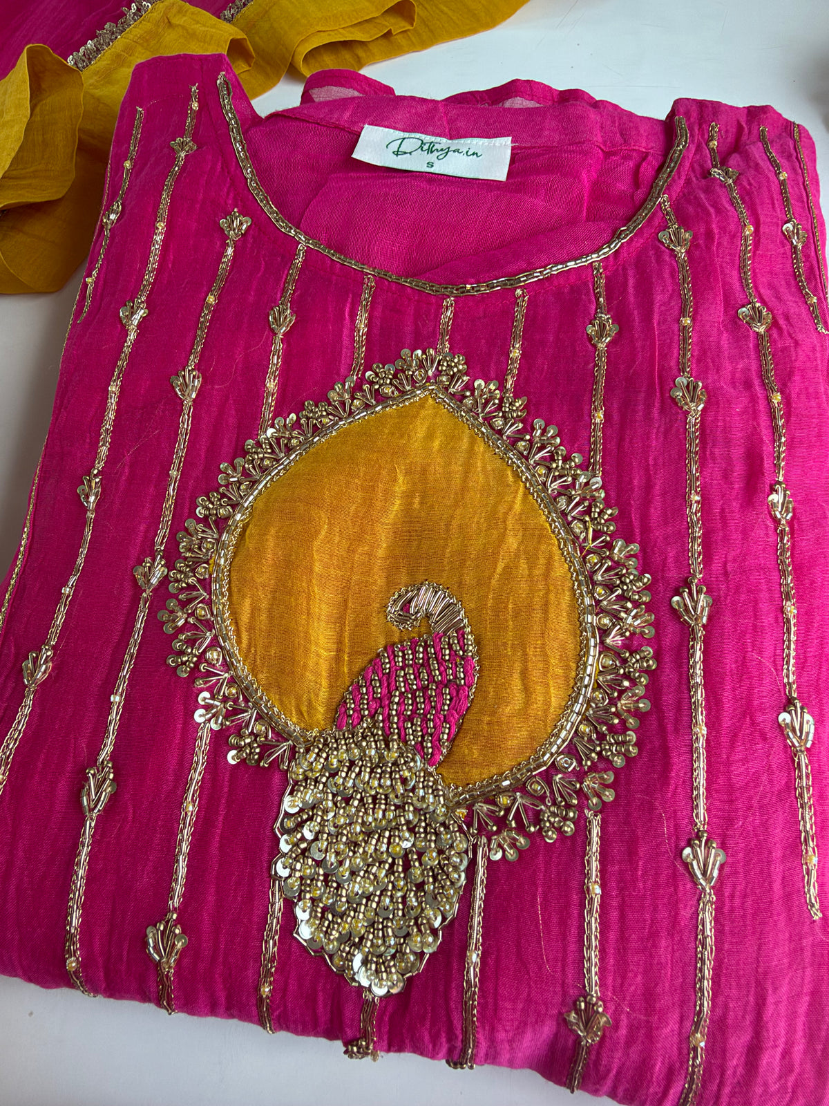 K344 - Mul chanderi handwork Anarkali with pants and dupatta