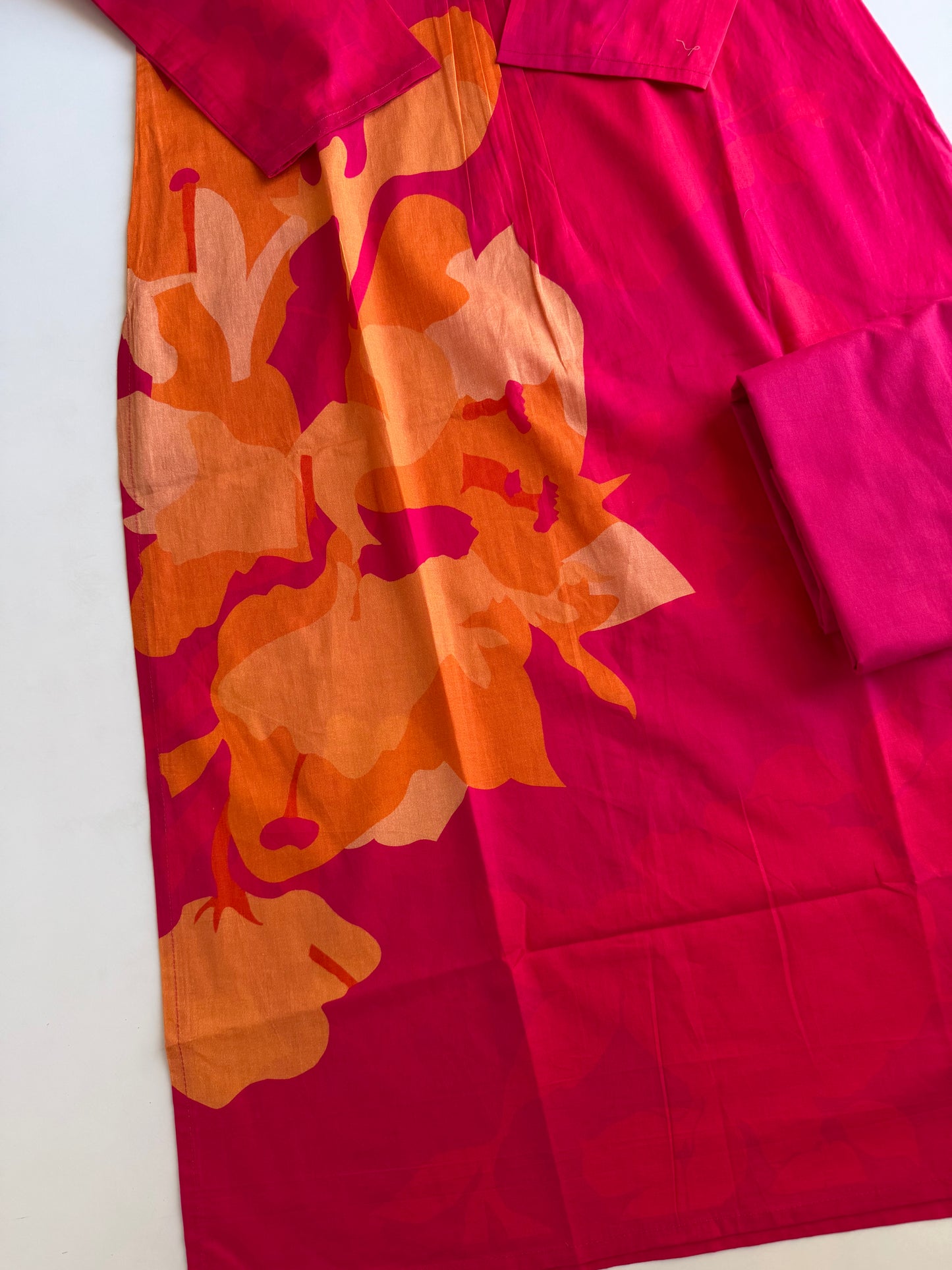 K639 - Mul cotton embroidered Aline Kurti with pants