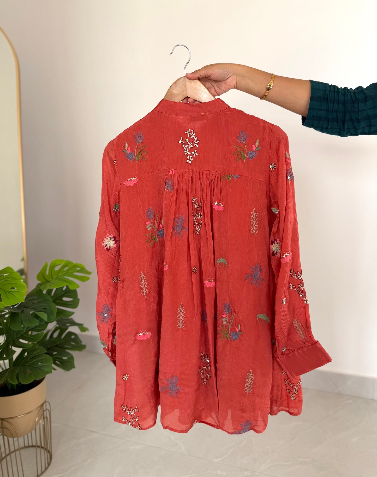 K085 - Pure Chinnon handwork floral coord set in 2 colours