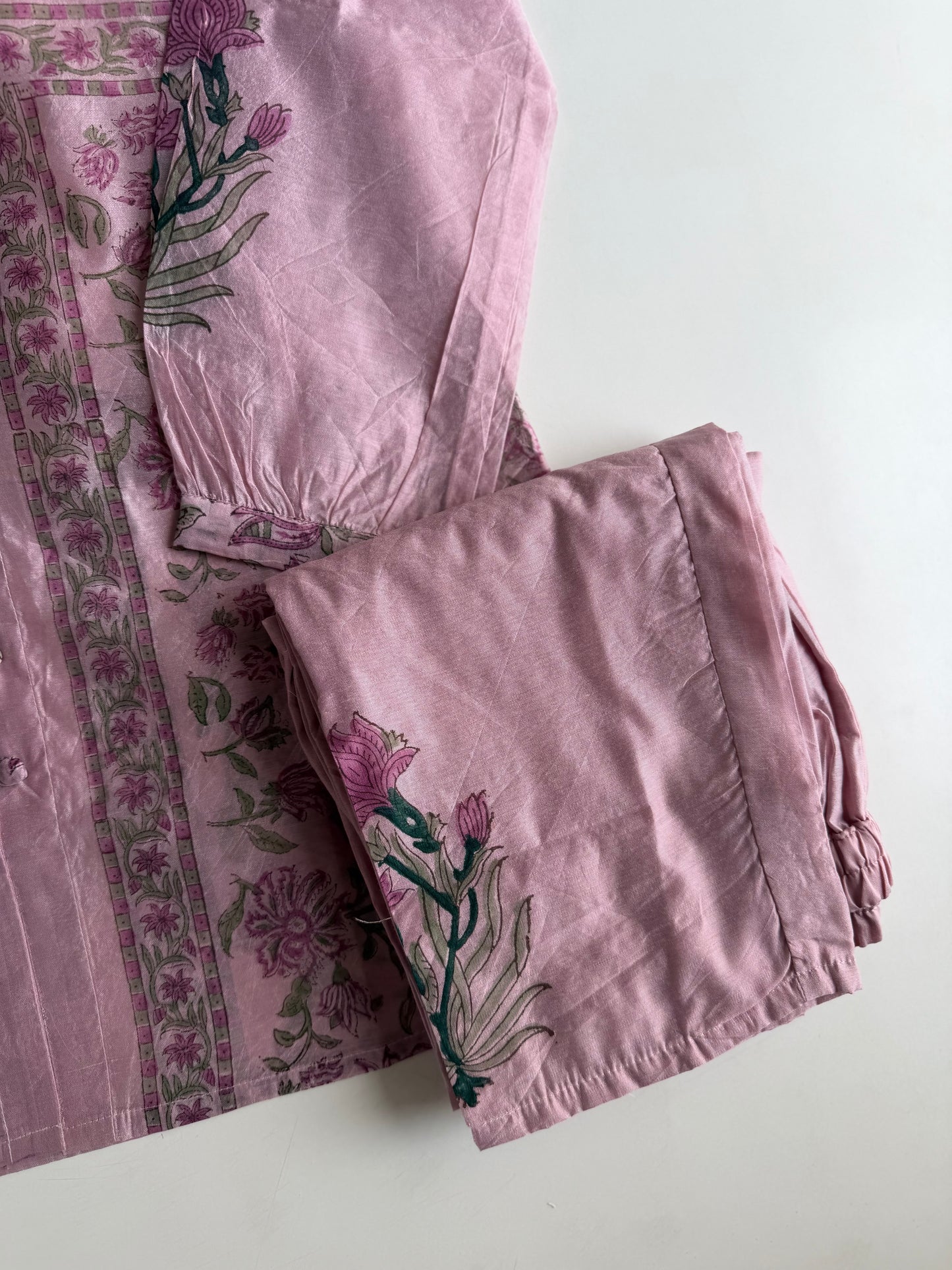 K140 - Chanderi block print coord set