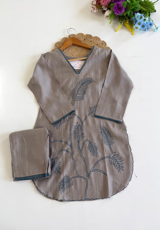 K148 - Striped cotton embroidered coord set