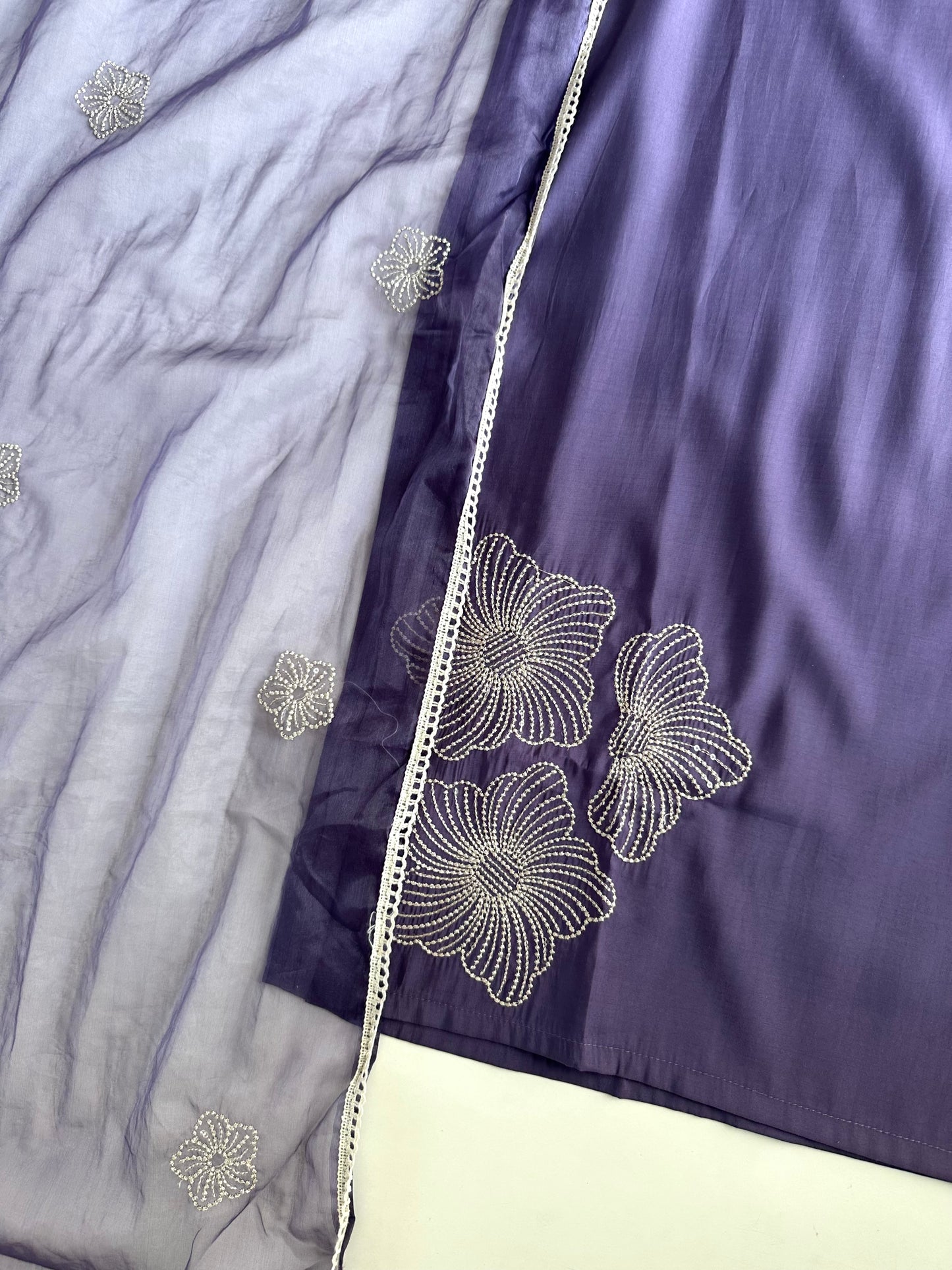 K105 - Roman silk Embroidered straight kurti with pants and dupatta