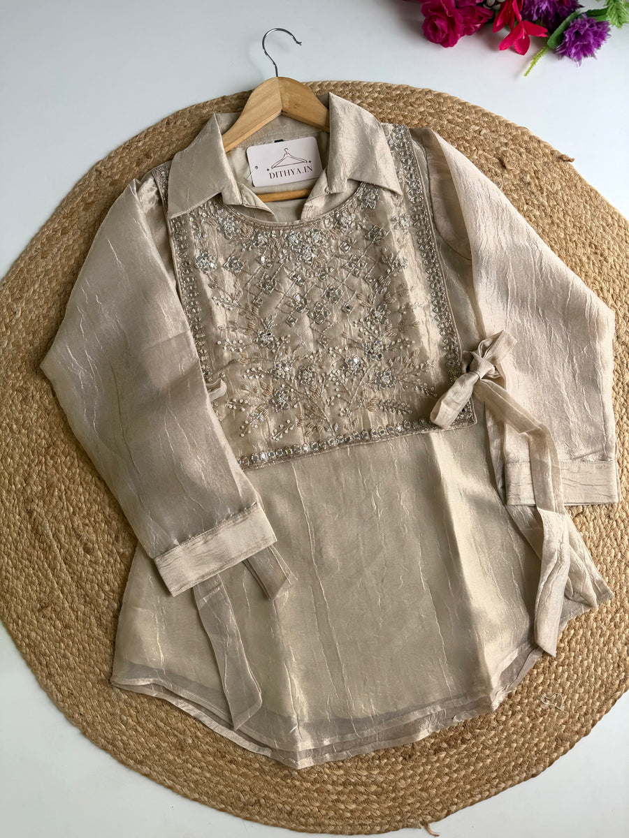 K239 - Crush tissue silk handwork coord set