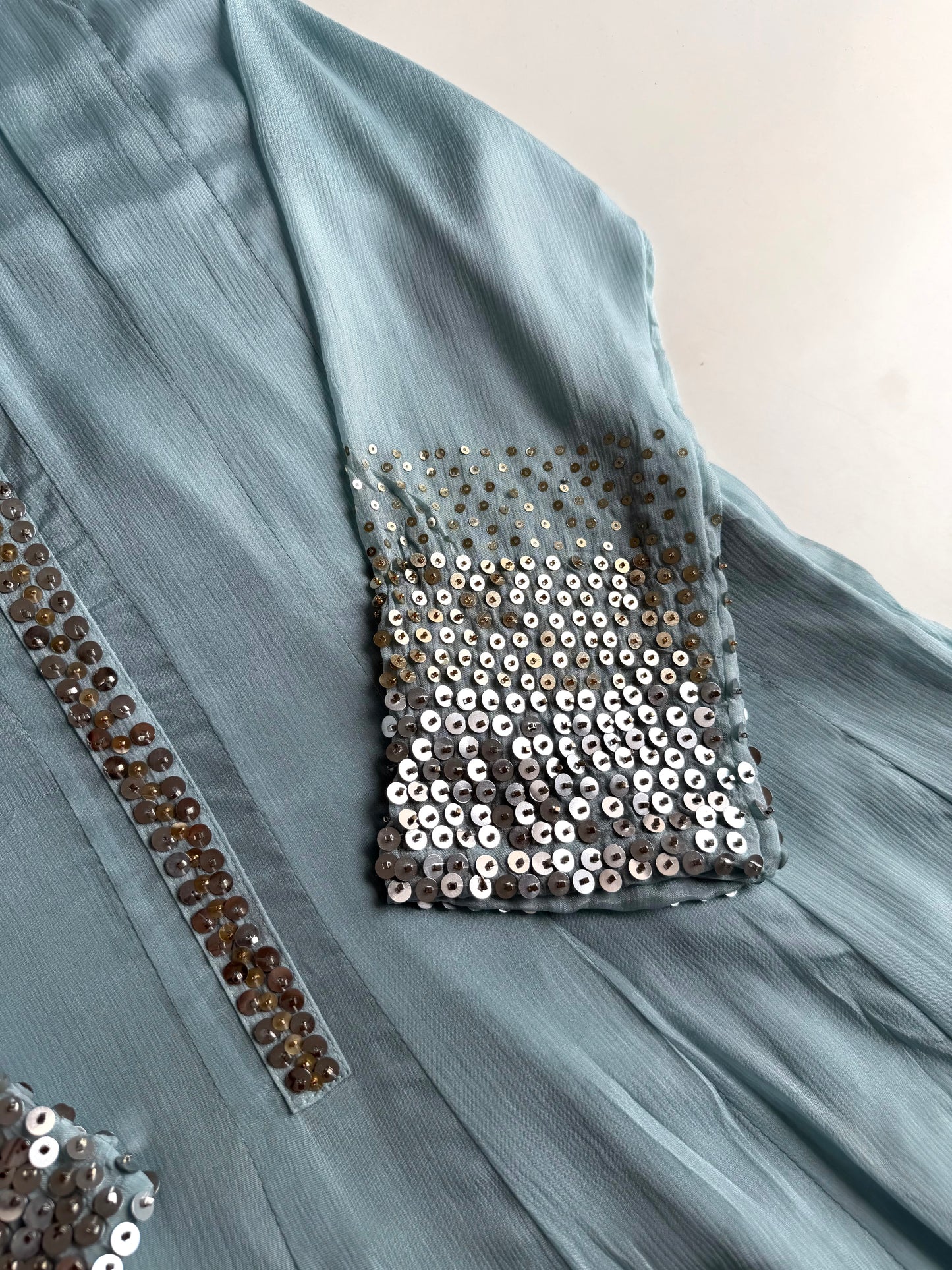 K237 - Pure Chinnon sequins Anarkali with pants and dupatta