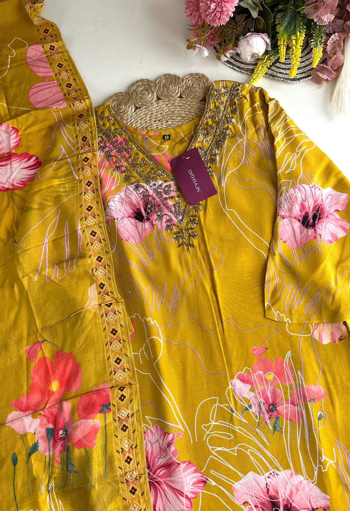 D431 - Muslin straight Kurti with pants and dupatta