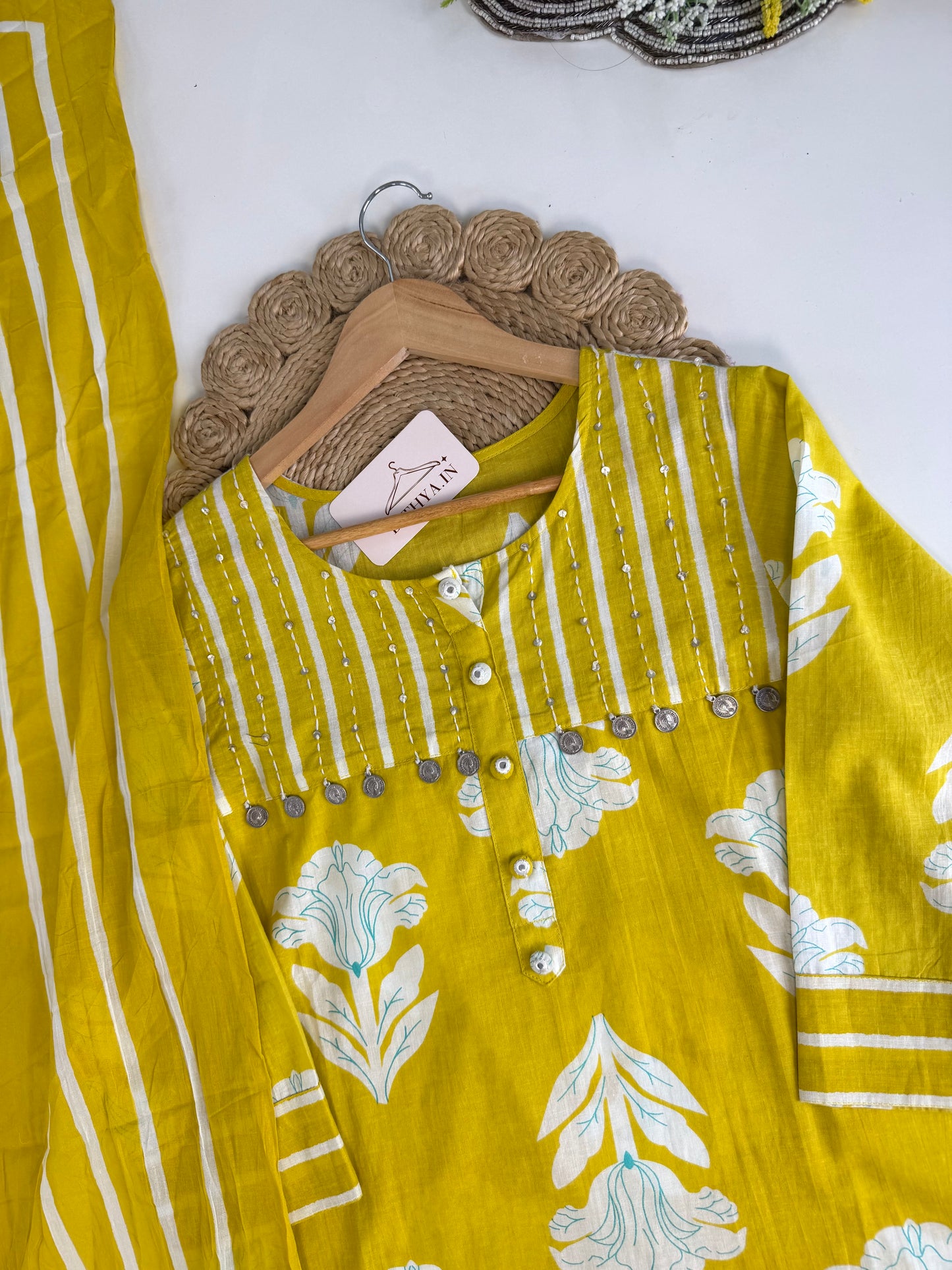 K495 - Mul cotton straight Kurti with pants and dupatta