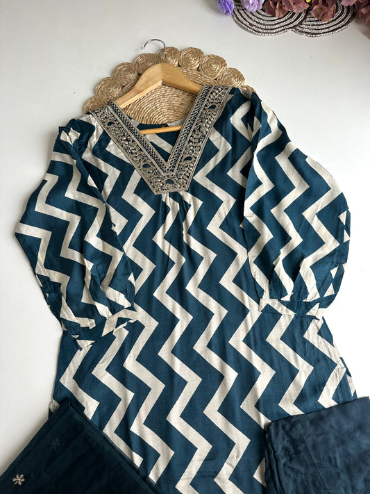 D195 - Russian silk straight kurti with pants and dupatta