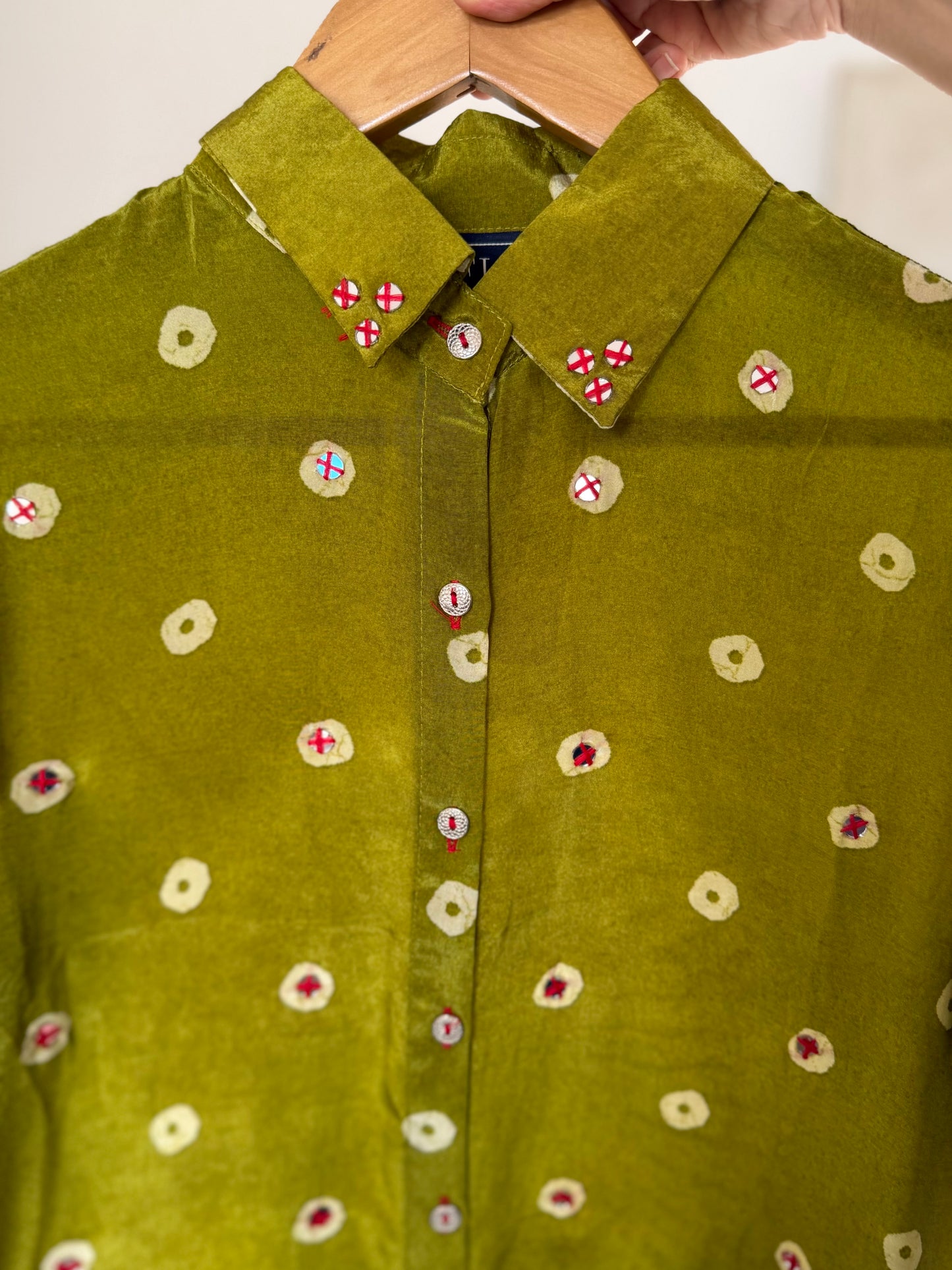 K149 - Pure crape bandhini shirts in 4 colours