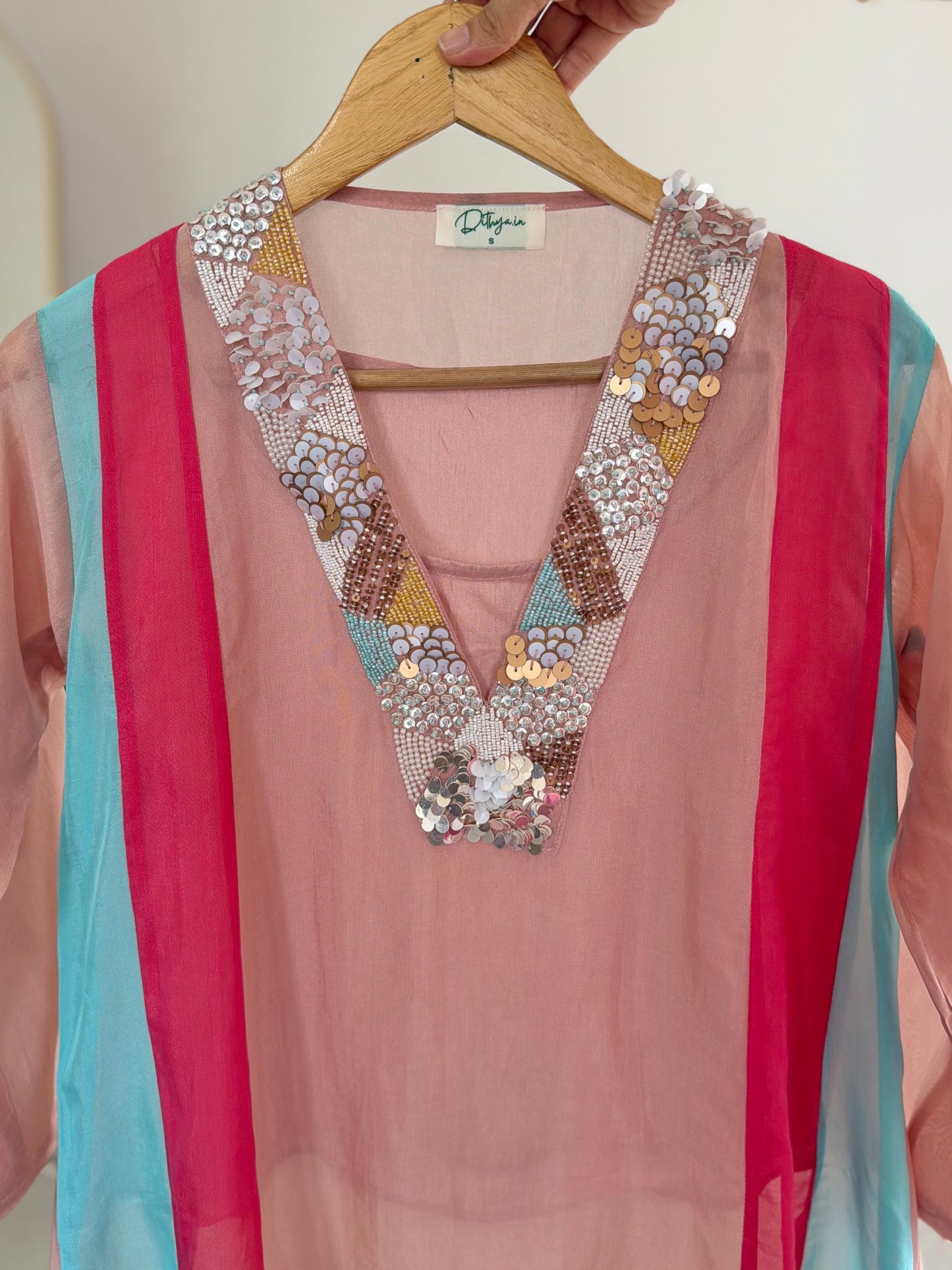 K558 - Pure crape handwork coord set in 2 colours