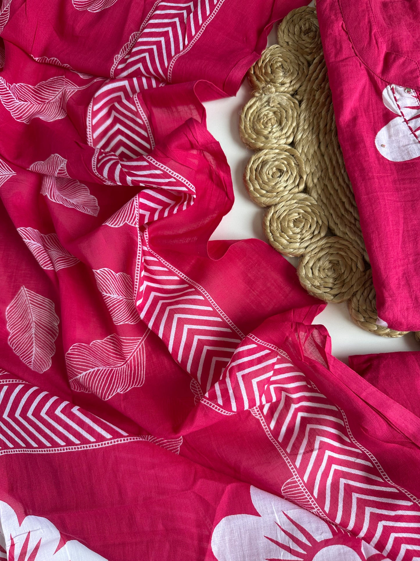 K443 - Mul Cotton straight Kurti with pants and dupatta