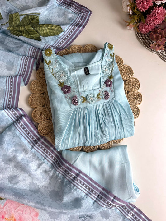 K474 - Chinnon Aline Kurti with pants and dupatta