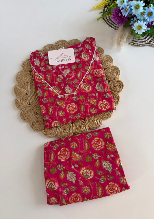 K088 - Cotton printed Aline Kurti with pants