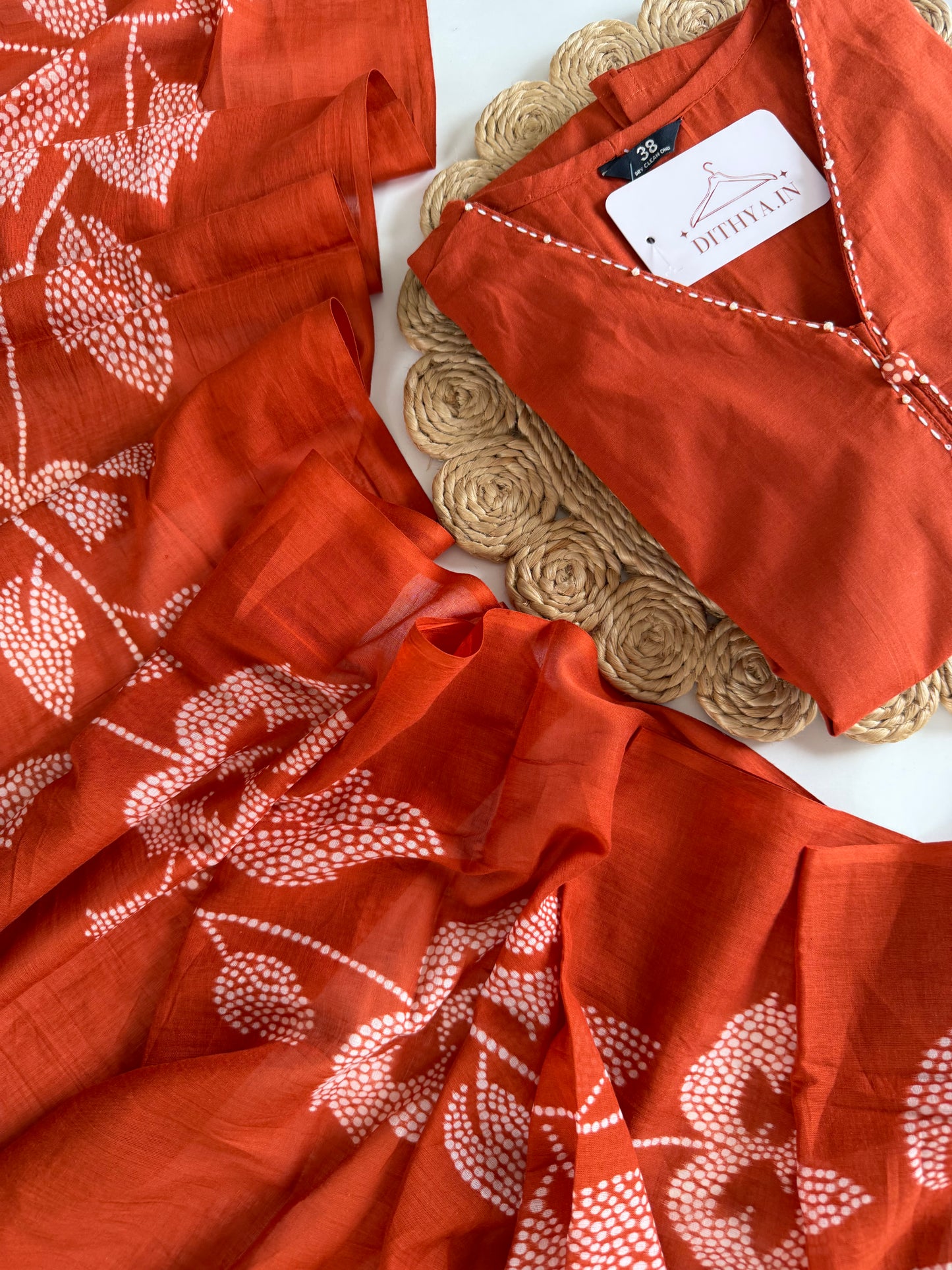 K594 - Cotton printed Aline Kurti with pants and dupatta