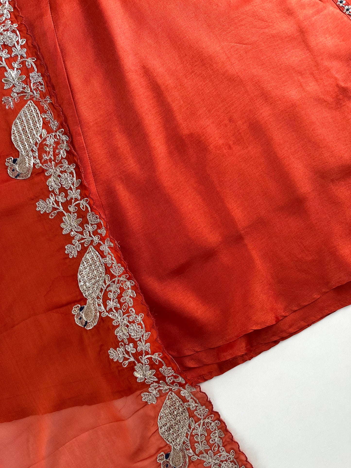 K035 - Russian silk zari work Angrakha Anarkali with pants and dupatta