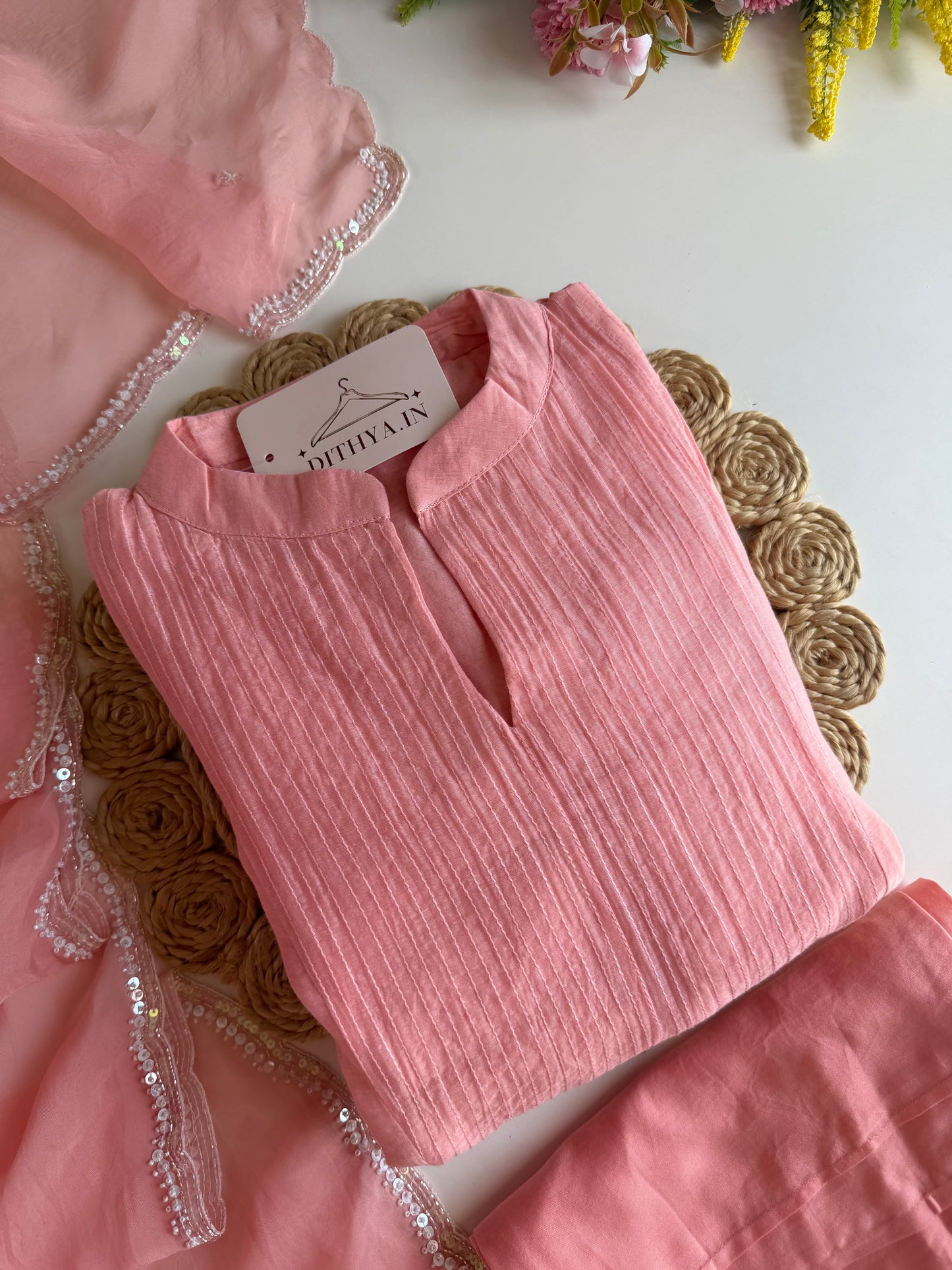 K651 - Mul chanderi handwork Anarkali with pants and dupatta