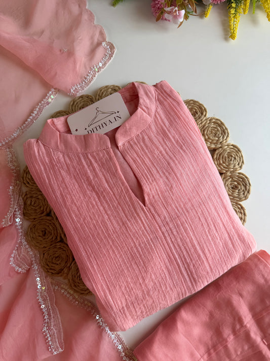 K651 - Mul chanderi handwork Anarkali with pants and dupatta