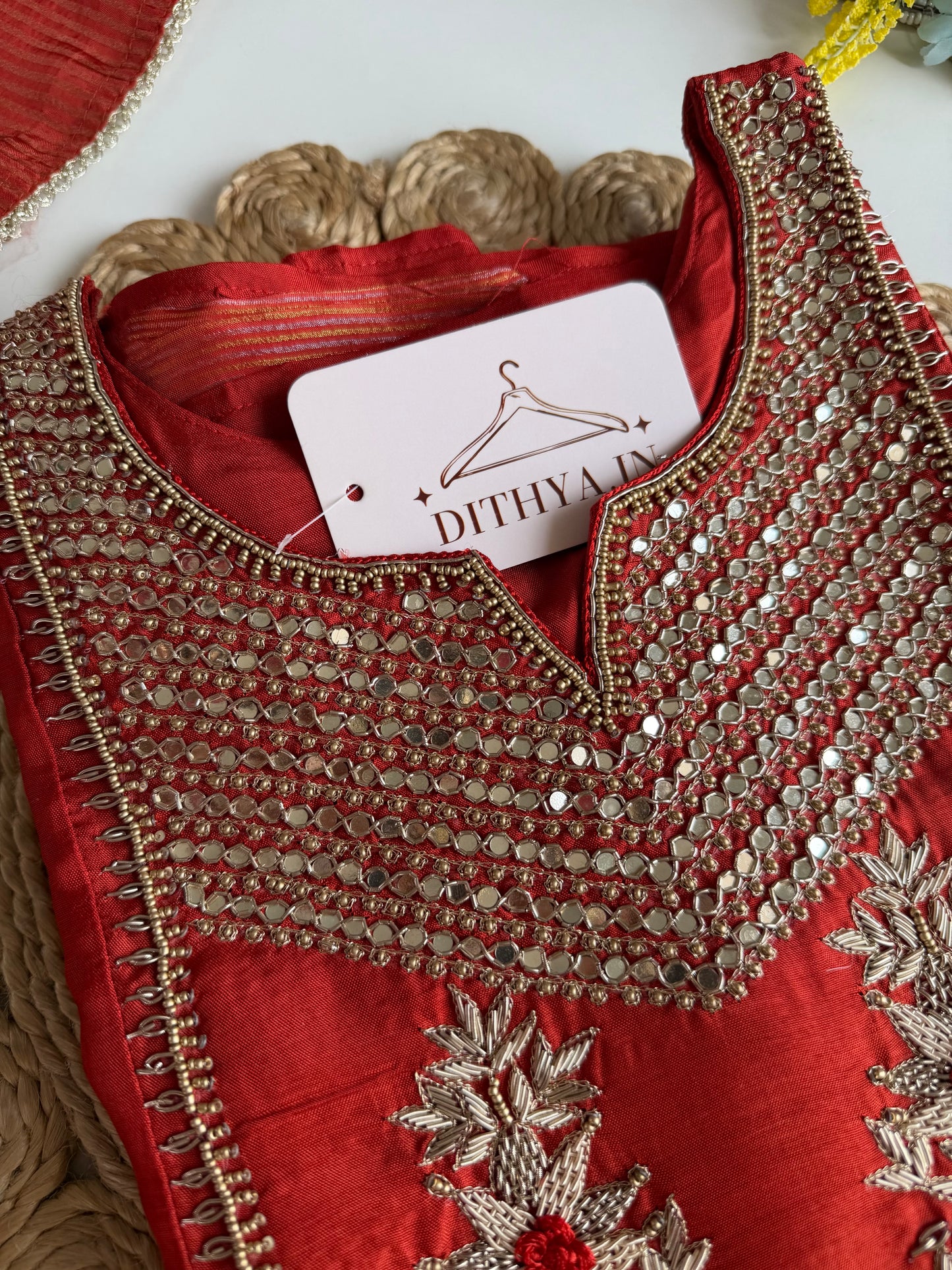 K086 - Russian silk handwork Anarkali with pants and dupatta