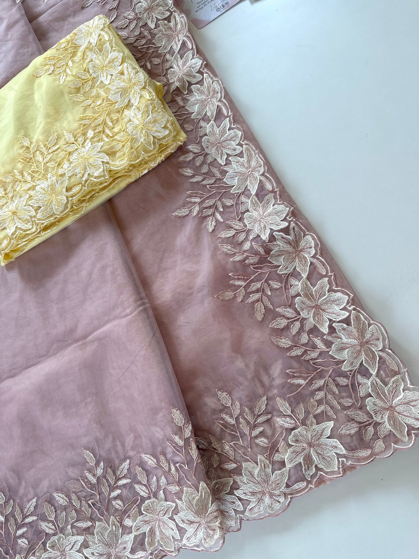 S004-Organza Floral appliqué work sarees in 2 colours