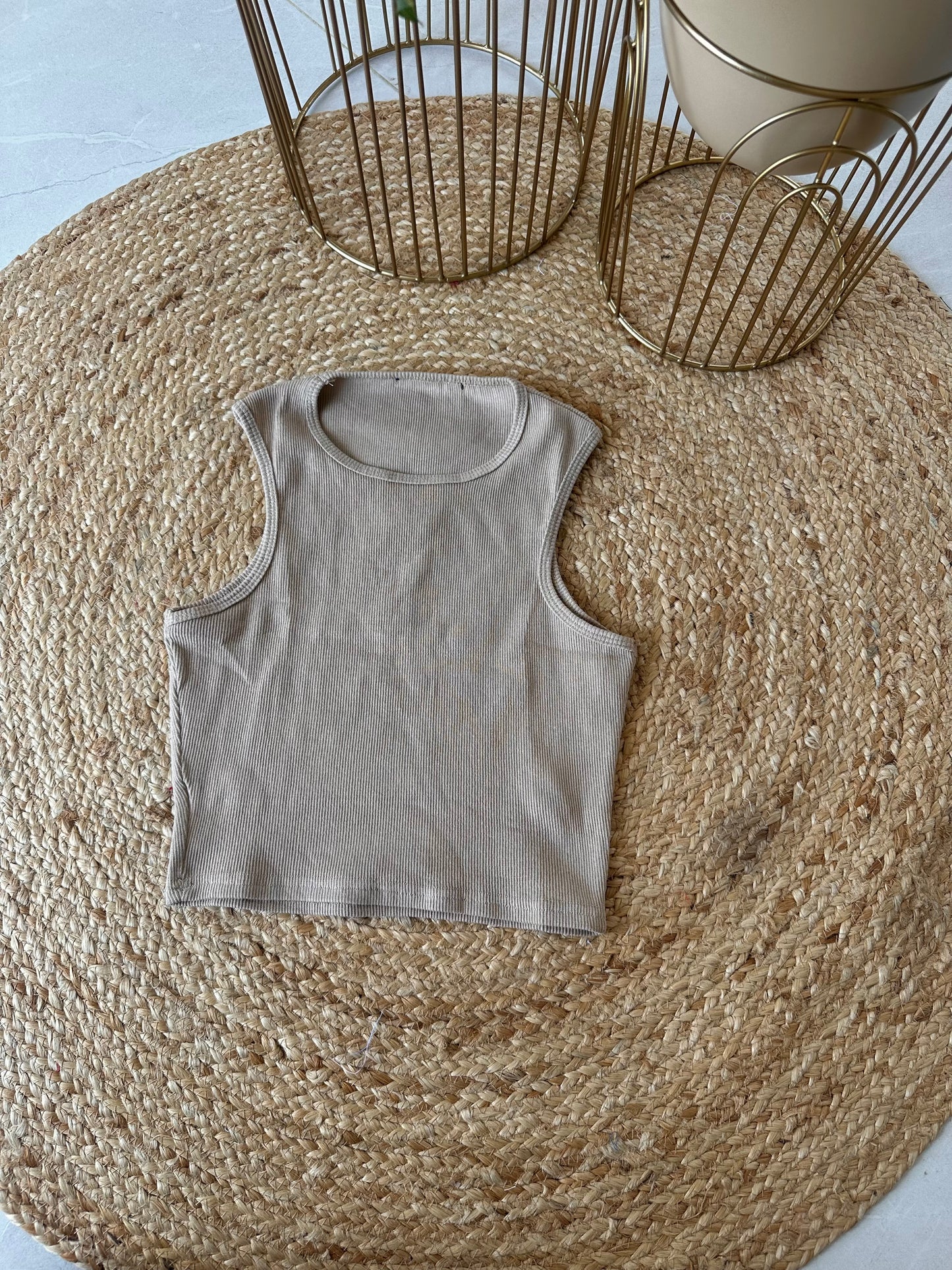 W007 - Stretchable Ribbed Tank top in 5 colours .