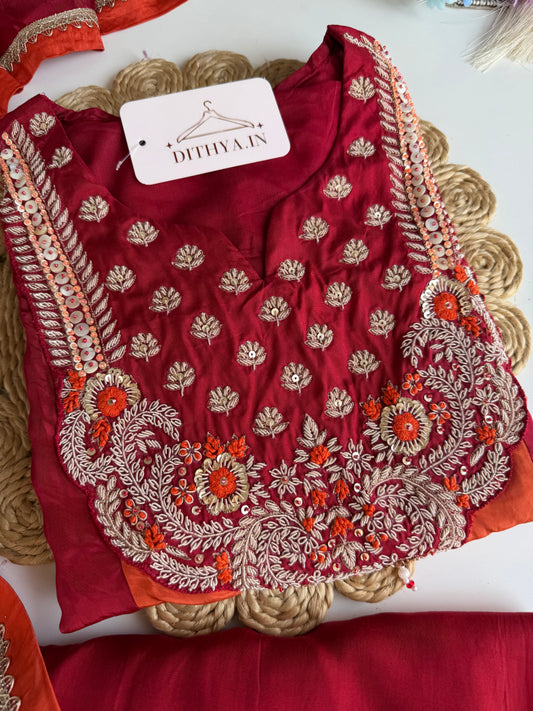 K605 - Georgette handwork Anarkali with pants and dupatta