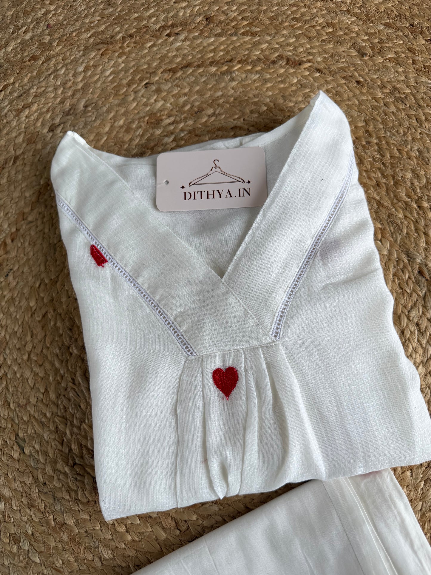 K704 - Mul cotton embroidered Aline Kurti with pants