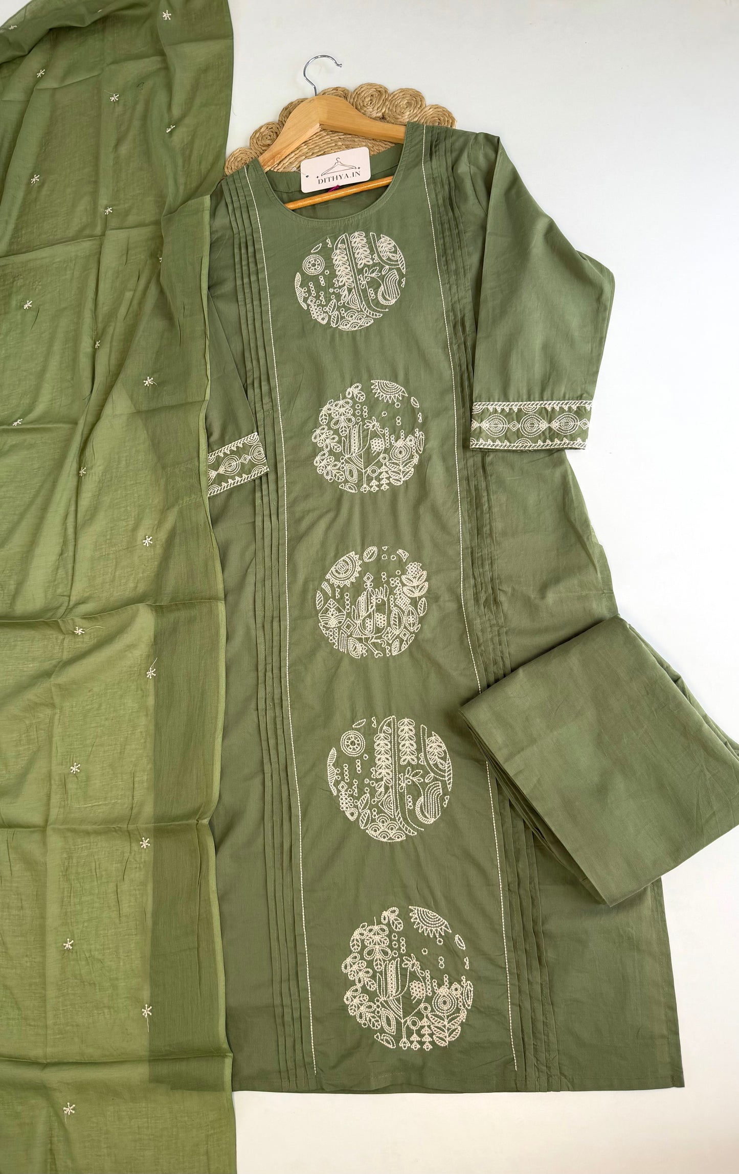 K549 - Mul cotton Straight Kurti with pants and dupatta