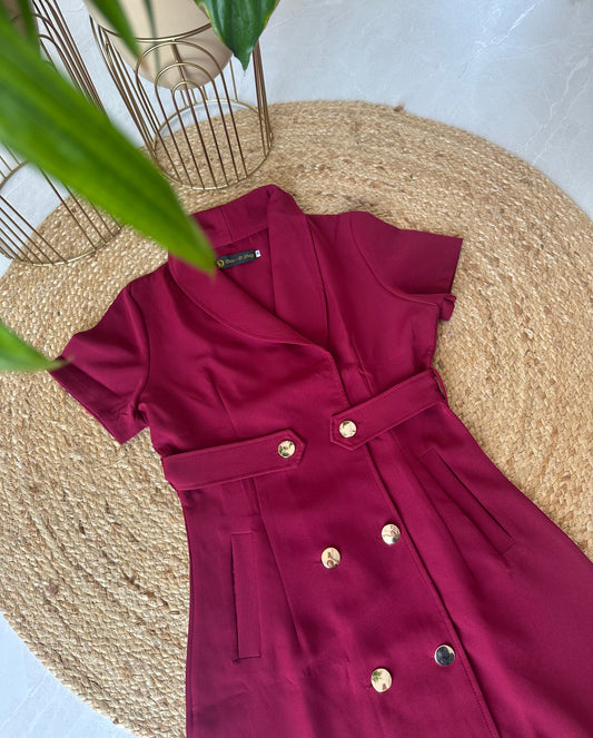 W008 - Blazer style short dress with belt in 3 colours