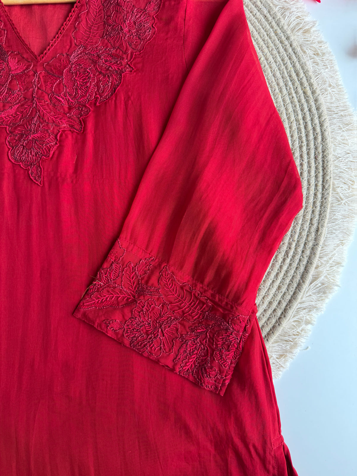 K140 - Pure organza embroidered farshi salwar with pants and dupatta