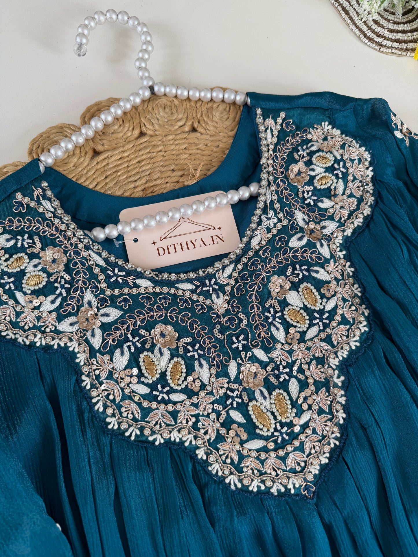 K637 - Chinnon Handwork short Top with sharara pants