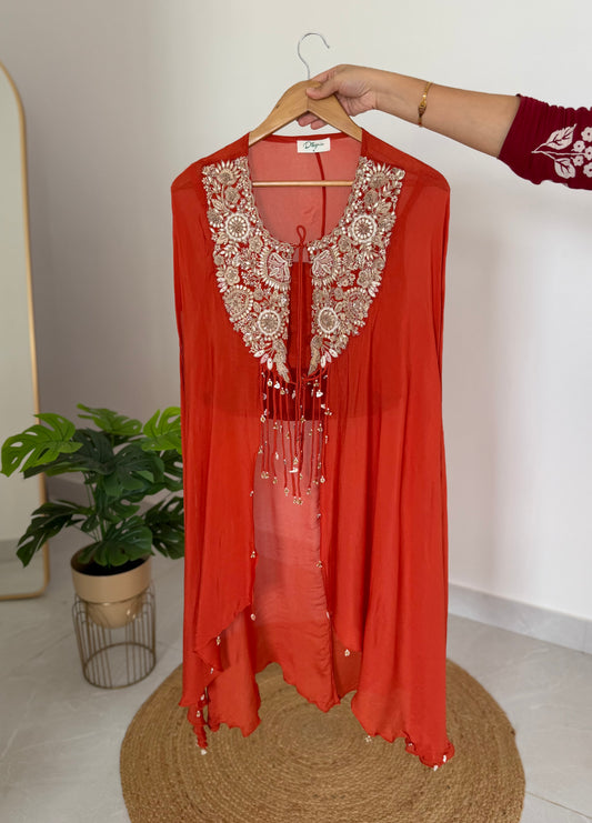 K585 - Pure Chinnon handwork kaftan with divider pants