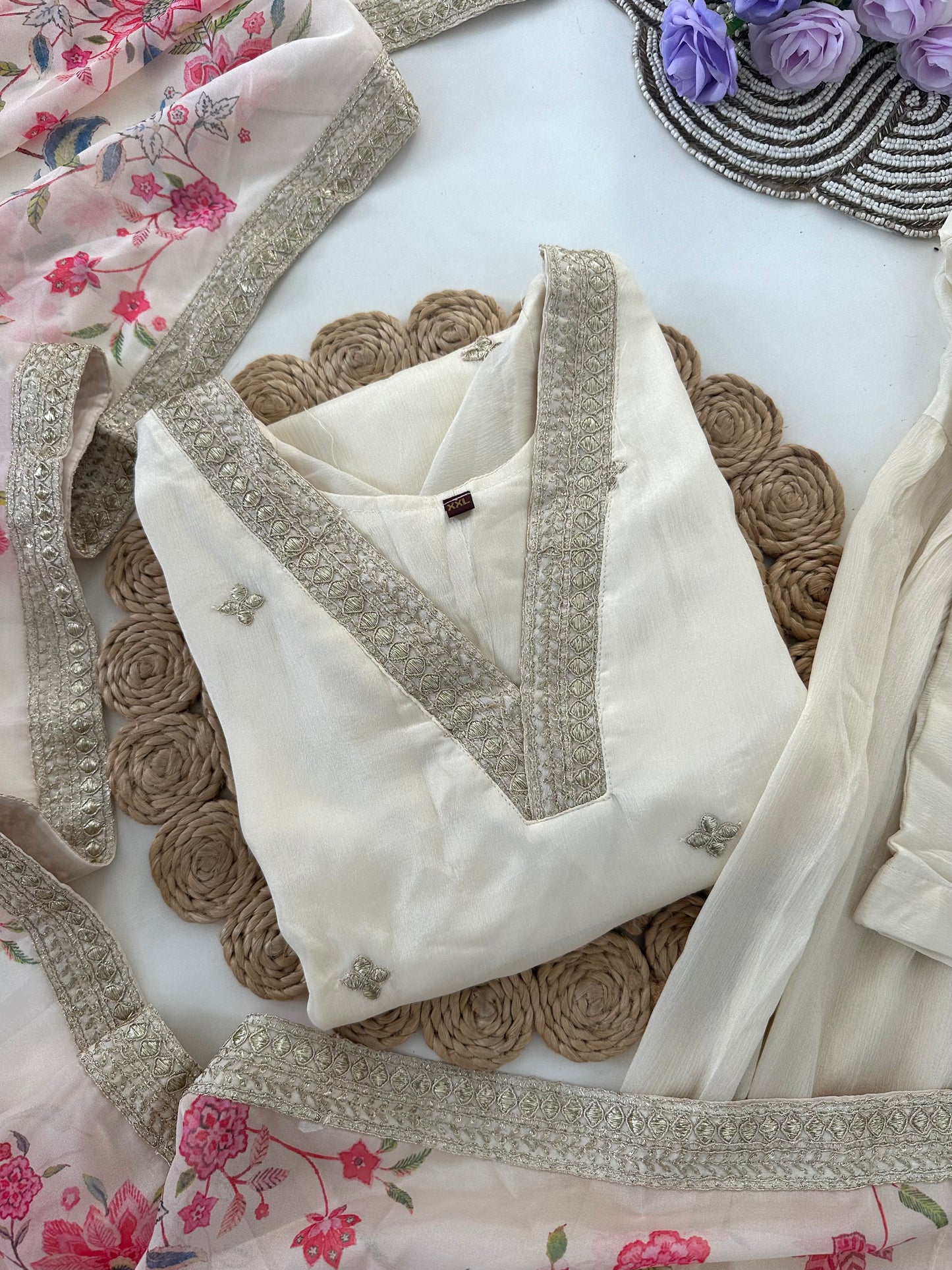 D031 -Chinnon Kurti with palazzo pants and dupatta