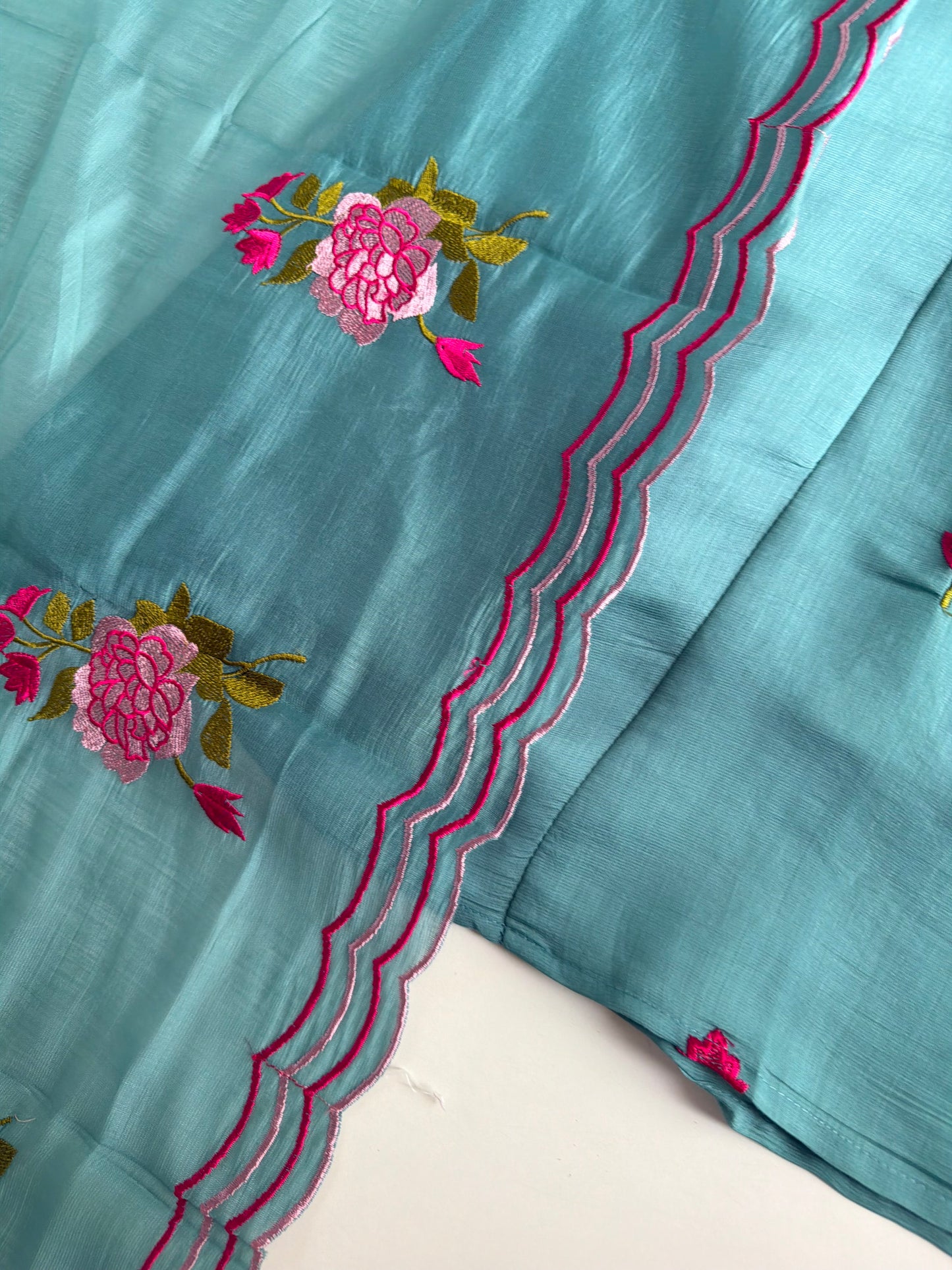 K721 - Surat mul chanderi embroidered Aline Kurti dupatta set