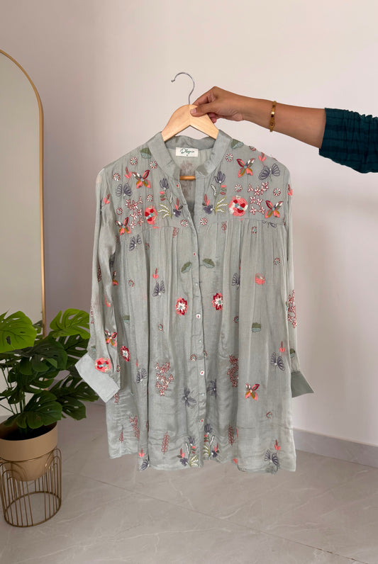 K085 - Pure Chinnon handwork floral coord set in 2 colours