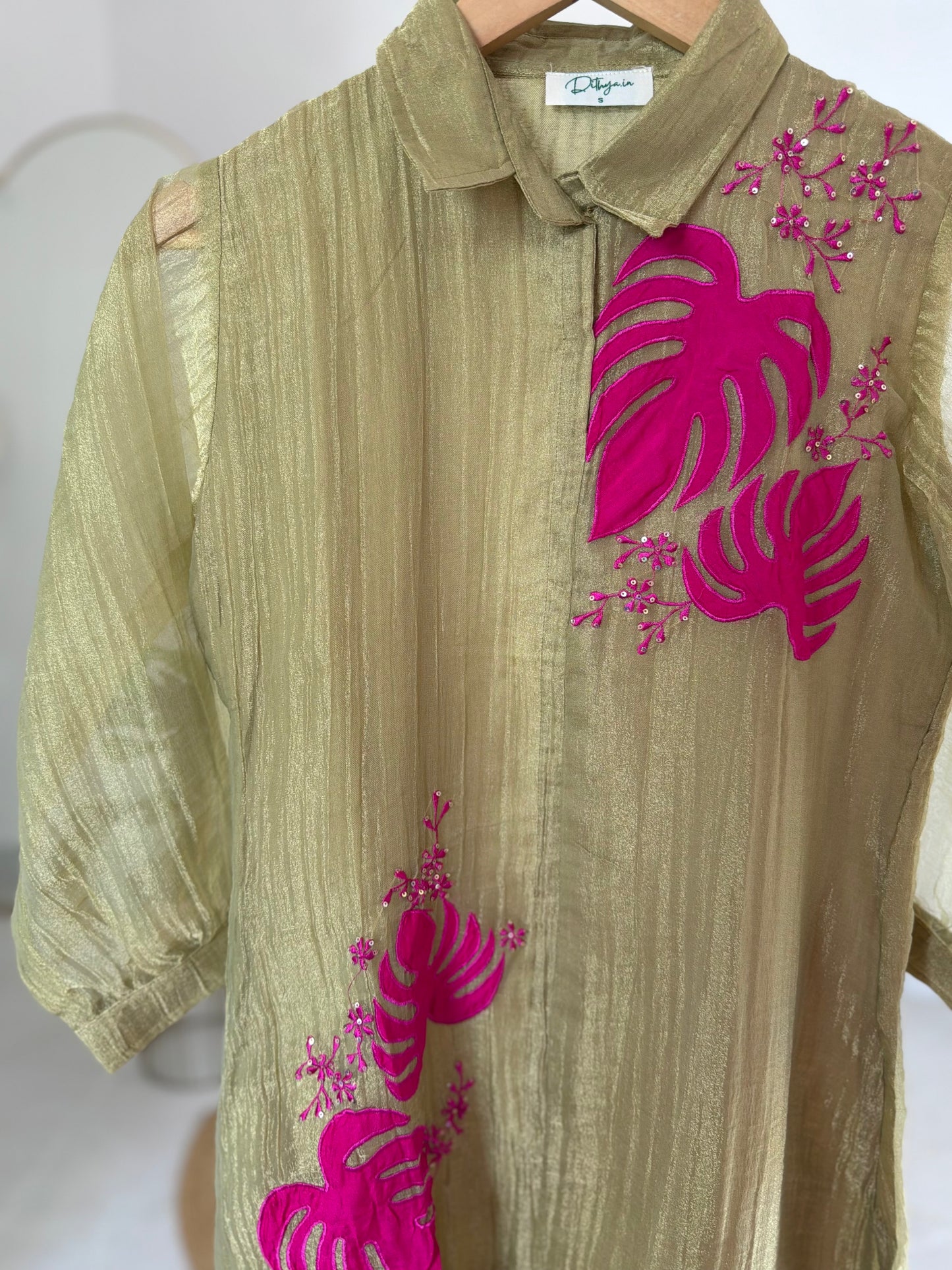 K565 - Tissue silk appliqué coord set in 2 colours