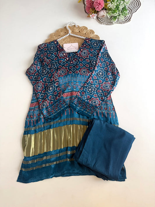 K323 - Gaji silk ajrakh coord set